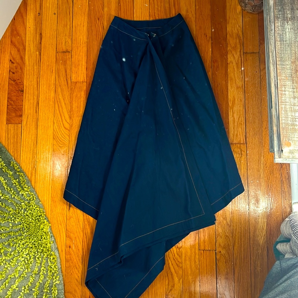 Photos don’t do this skirt justice! Asymmetrical midi jean skirt